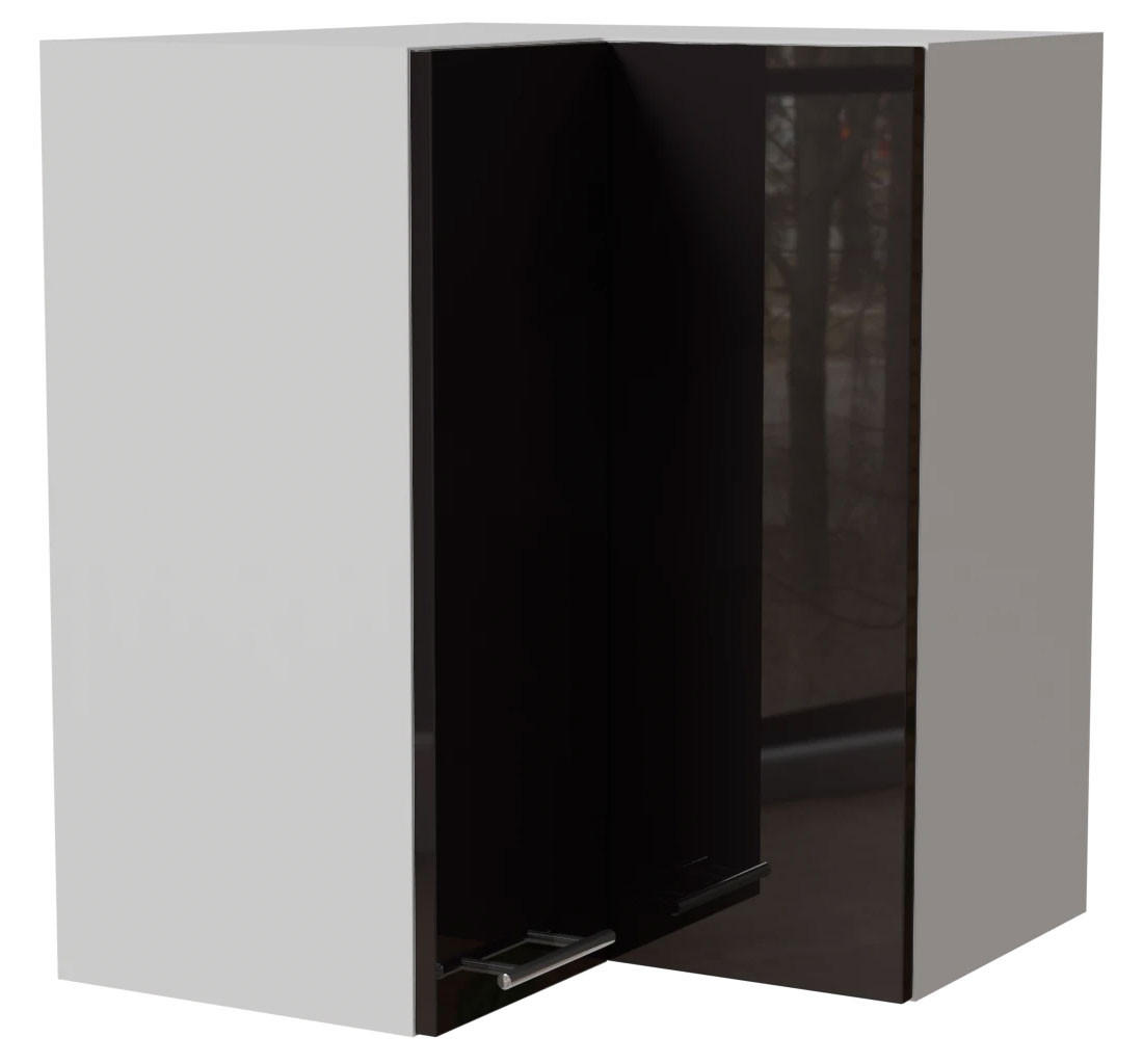 Feldmann-Wohnen Eckhängeschrank Schwarz Hochglanz, Weiß 60x72x60 cm
