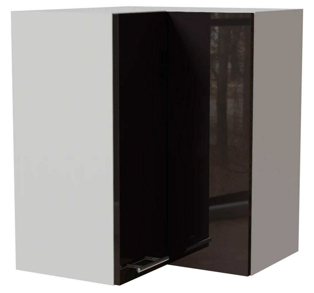 ECKHÄNGESCHRANK Essen W12/60 Schwarz Hochglanz / Weiß Matt 60 / 60 / 72cm - Schwarz Hochglanz/Schwarz, Holz/Holzwerkstoff (60/72/60cm) - Feldmann-Wohnen