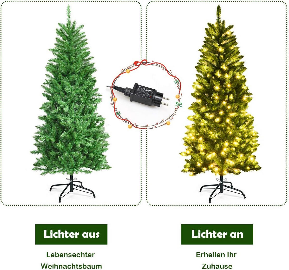 WEIHNACHTSBAUM Grün - Grün, Kunststoff (150cm) - COSTWAY