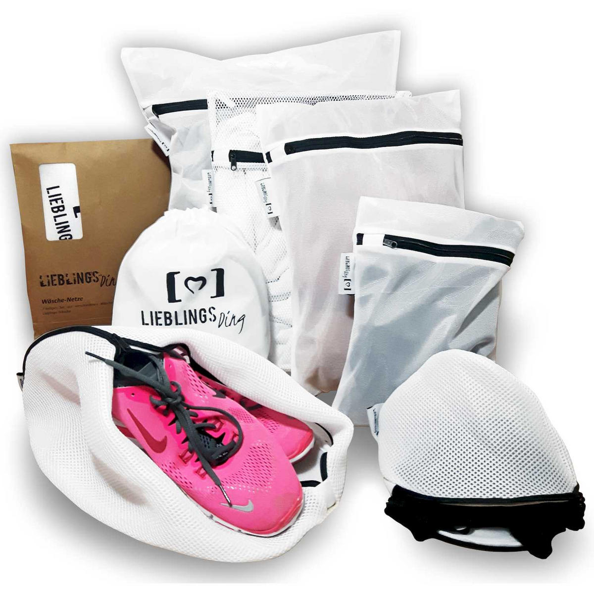 WÄSCHENETZ 7ER SET LIEBLINGS Ding Wäschenetz - Weiß, Textil (50/4/60cm) - Lieblings Ding