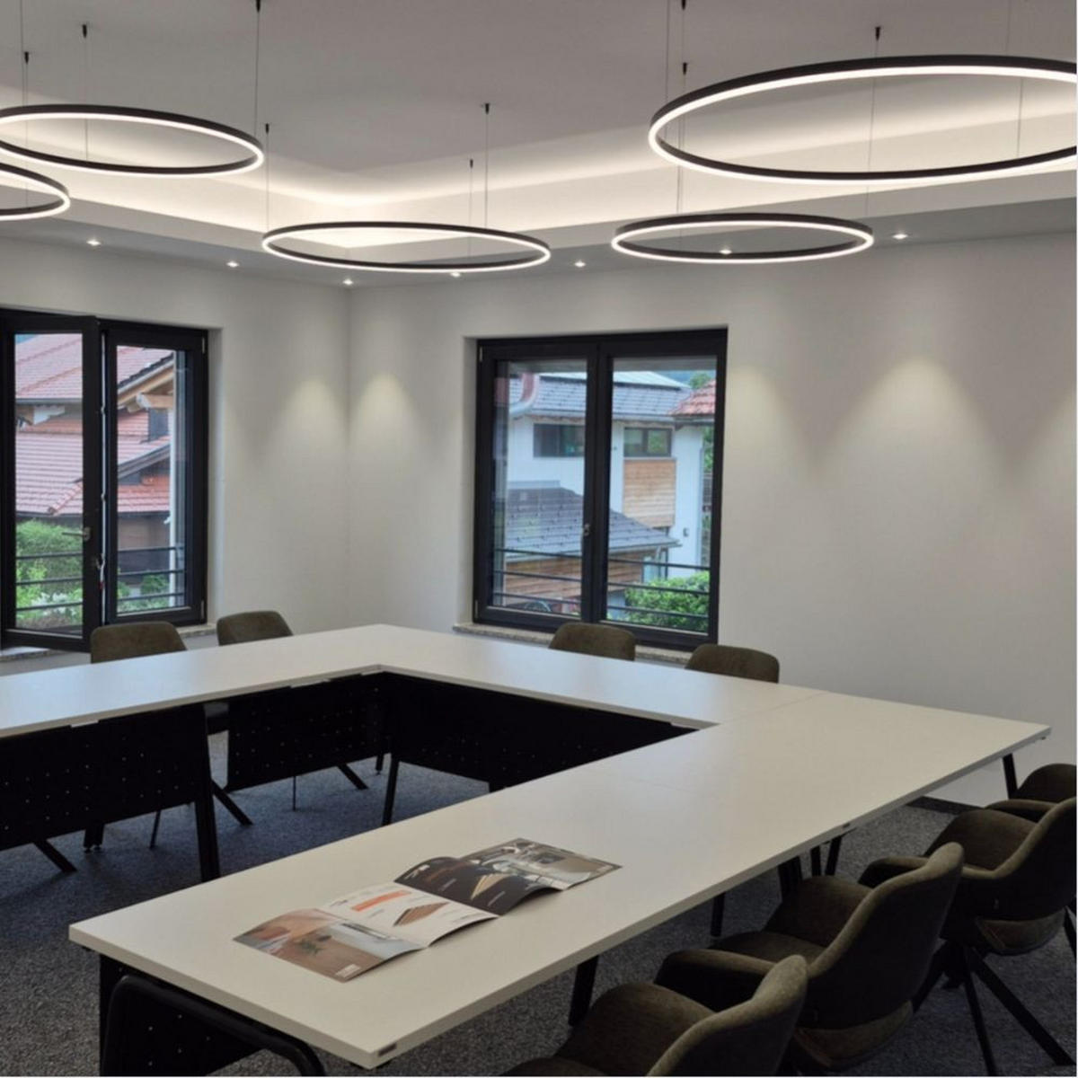 LED-HÄNGELAMPE Ring Schwarz Ø 120cm - Schwarz, Metall (120/120/3.3cm) - s.luce