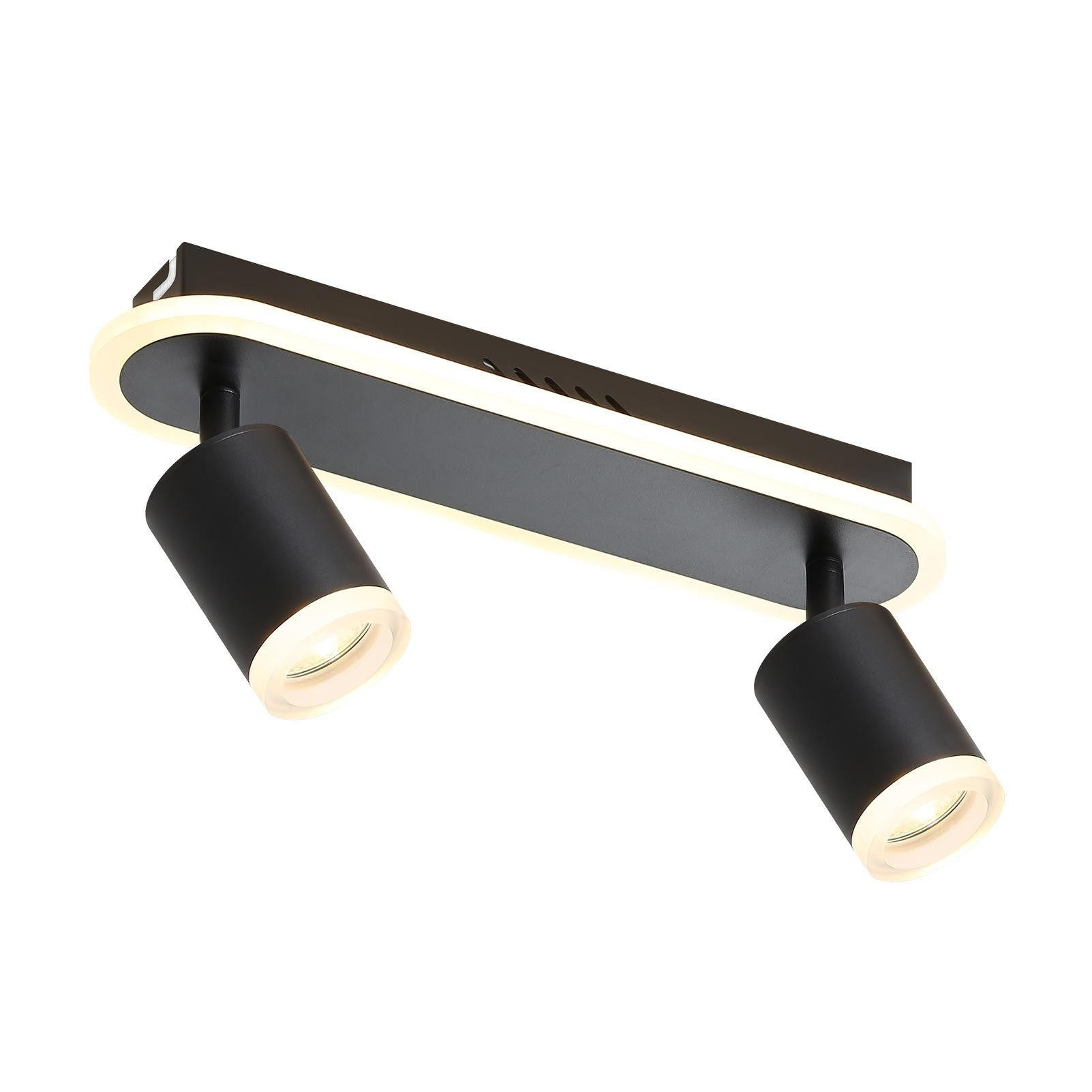 LED-DECKENLEUCHTE Aufblühen 2-flammig 33/6/9 cm - Schwarz, Metall (33/6/9cm) - ZMH