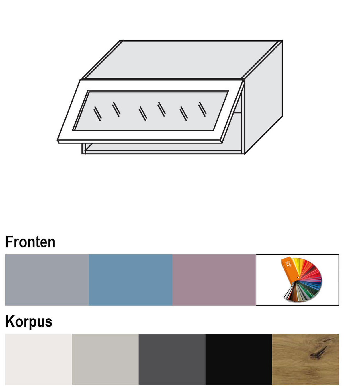 KLAPPHÄNGESCHRANK Bari W4BS/80 WKF Lava / RAL 7040 fenstergrau 80 / 32,5 / 36cm Blum Aventos - Dunkelgrau/Grau, Holz/Holzwerkstoff (80/36/32.5cm) - Feldmann-Wohnen