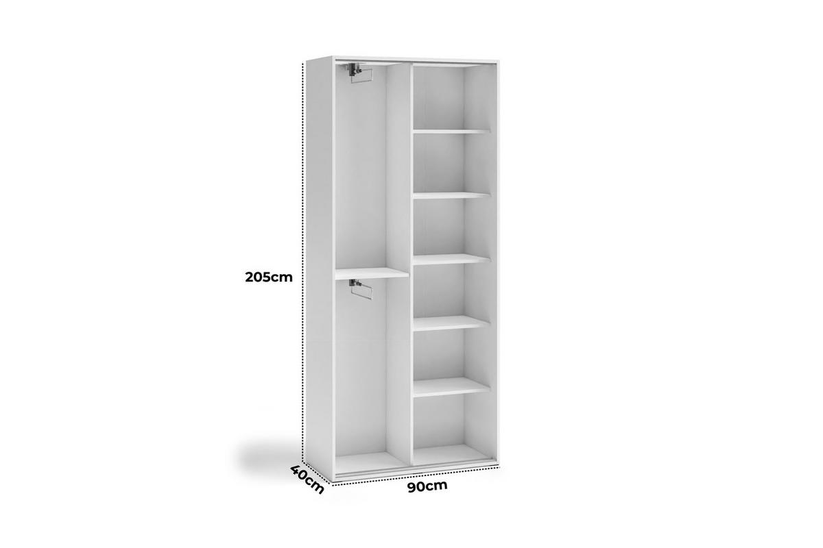 GARDEROBENSCHRANK Vanessa I 90 cm mit Spiegel, weiß - Weiß, Kunststoff (90/205/40cm) - Margaret Hadas24