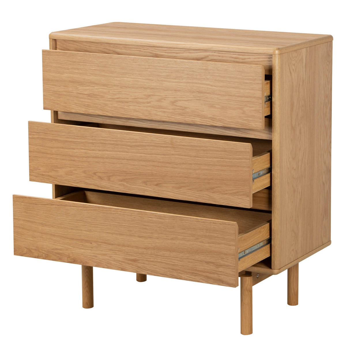 KOMMODE - Echtholzfurnier - Eiche - Braun, Holz/Holzwerkstoff (80/86/40cm) - home24