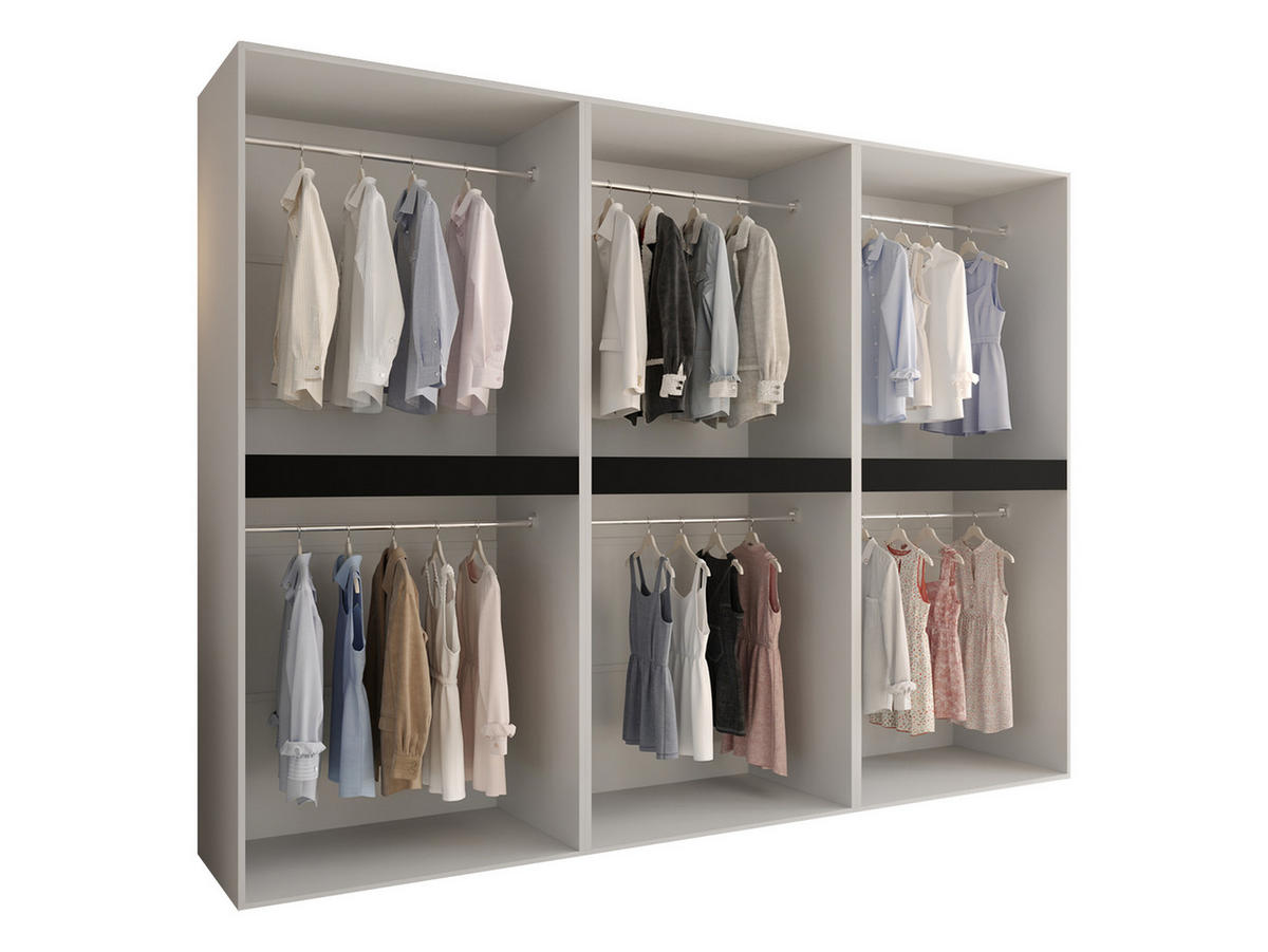 DREHTÜRENSCHRANK Espresso 270 cm - Schwarz/Weiß, Holzwerkstoff/Kunststoff (270/203/50cm) - MIRJAN24