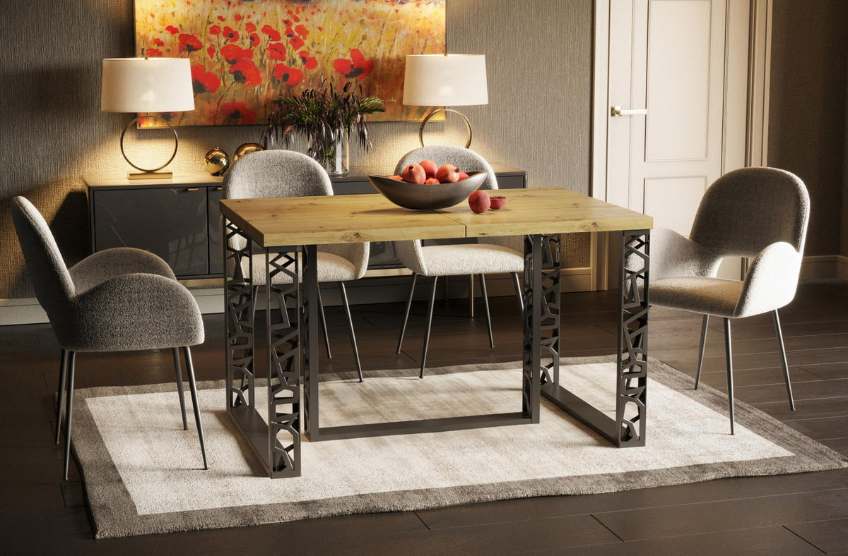 ESSTISCH Ewerest Max ausziehbar - Eiche Artisan, Holzwerkstoff (130/85/76cm) - Endo-Moebel