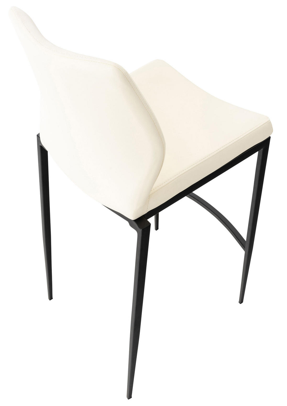 BARHOCKER Matheo, Gestell schwarz, Kunstleder Creme - Creme/Schwarz, Kunststoff/Textil (47/100/53cm) - TPFLiving