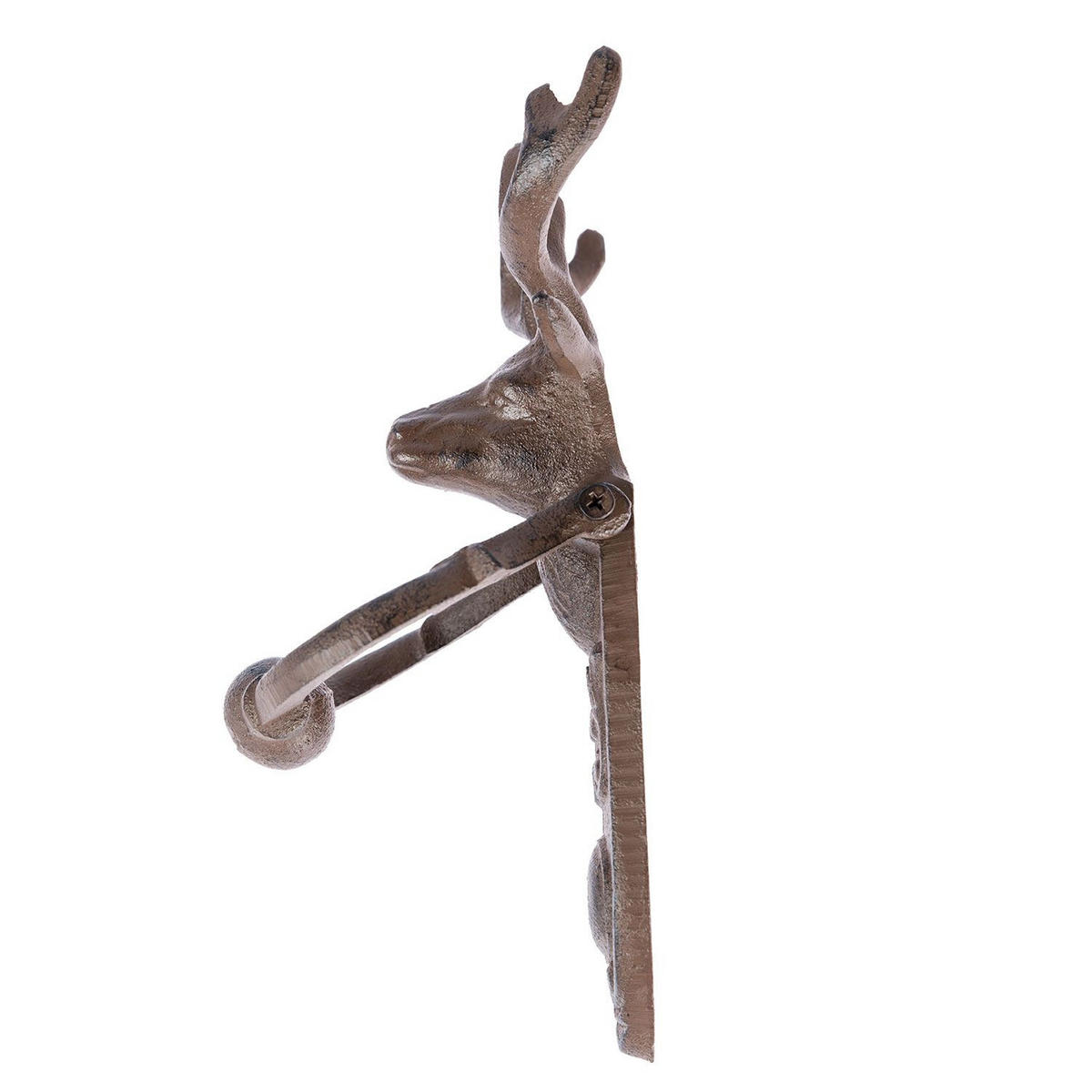 TÜRKLOPFER Gusseisen Hirschkopf - Braun, Metall (13/24/6cm) - Homescapes