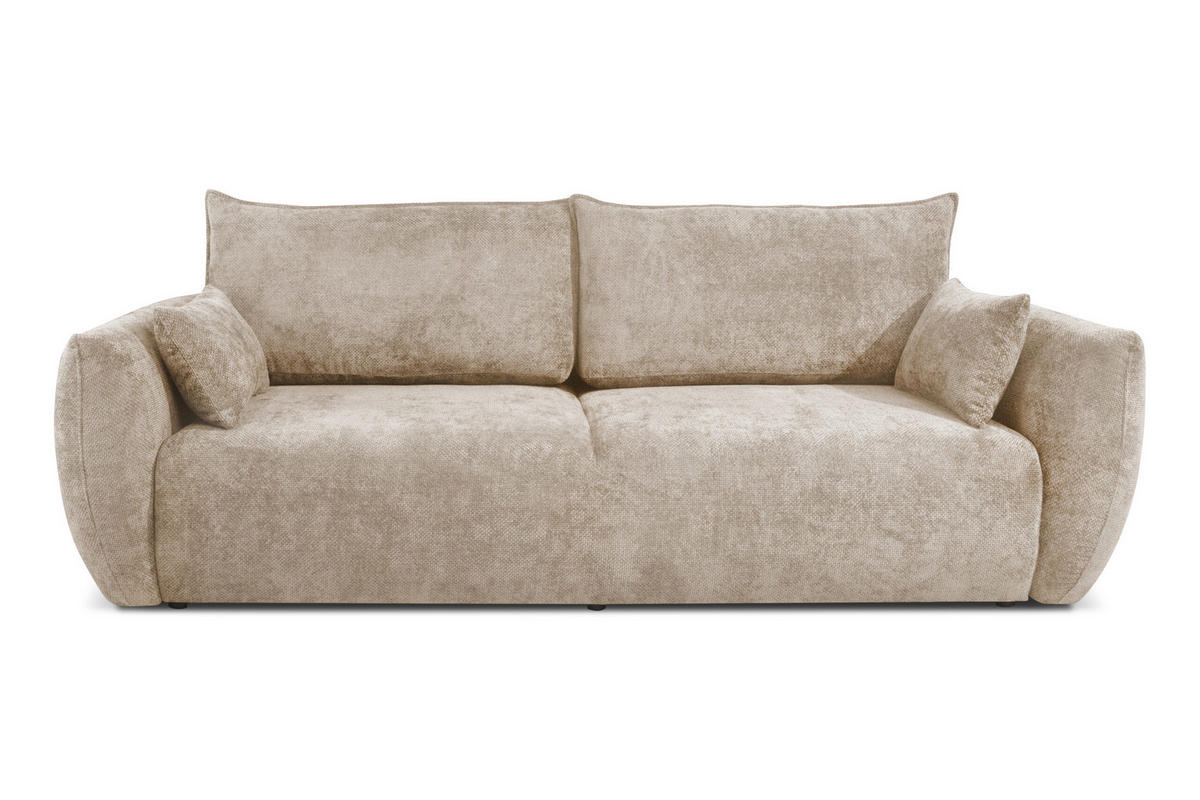 SOFA Mit Schlaffunktion Und Bettkasten, Chenille-Stoff Flow, Dunkelbeige, Zephira - Beige, Holz (238/87/140cm) - Kaiser Möbel