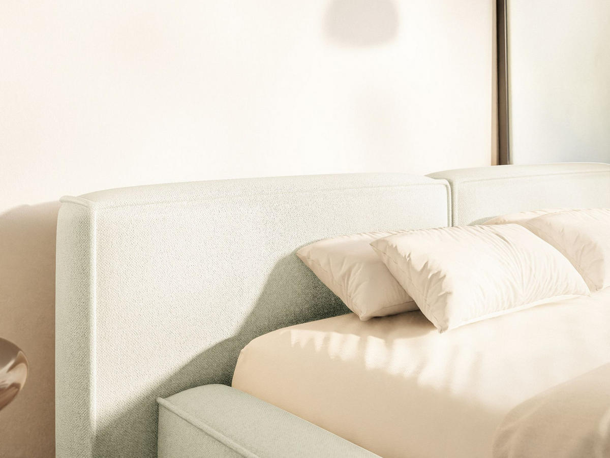 POLSTERBETT Tilves Low Creme 180x200 cm - Creme/Schwarz, Kunststoff/Textil (180/200cm) - Selsey