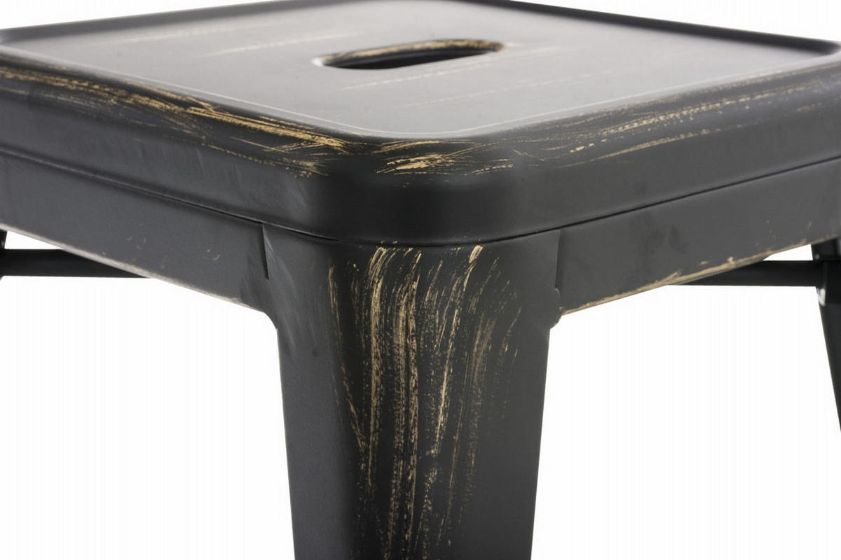 SITZHOCKER 4er Set Arvida schwarz-gold - Schwarz, Metall (40/46/40cm) - TPFLiving