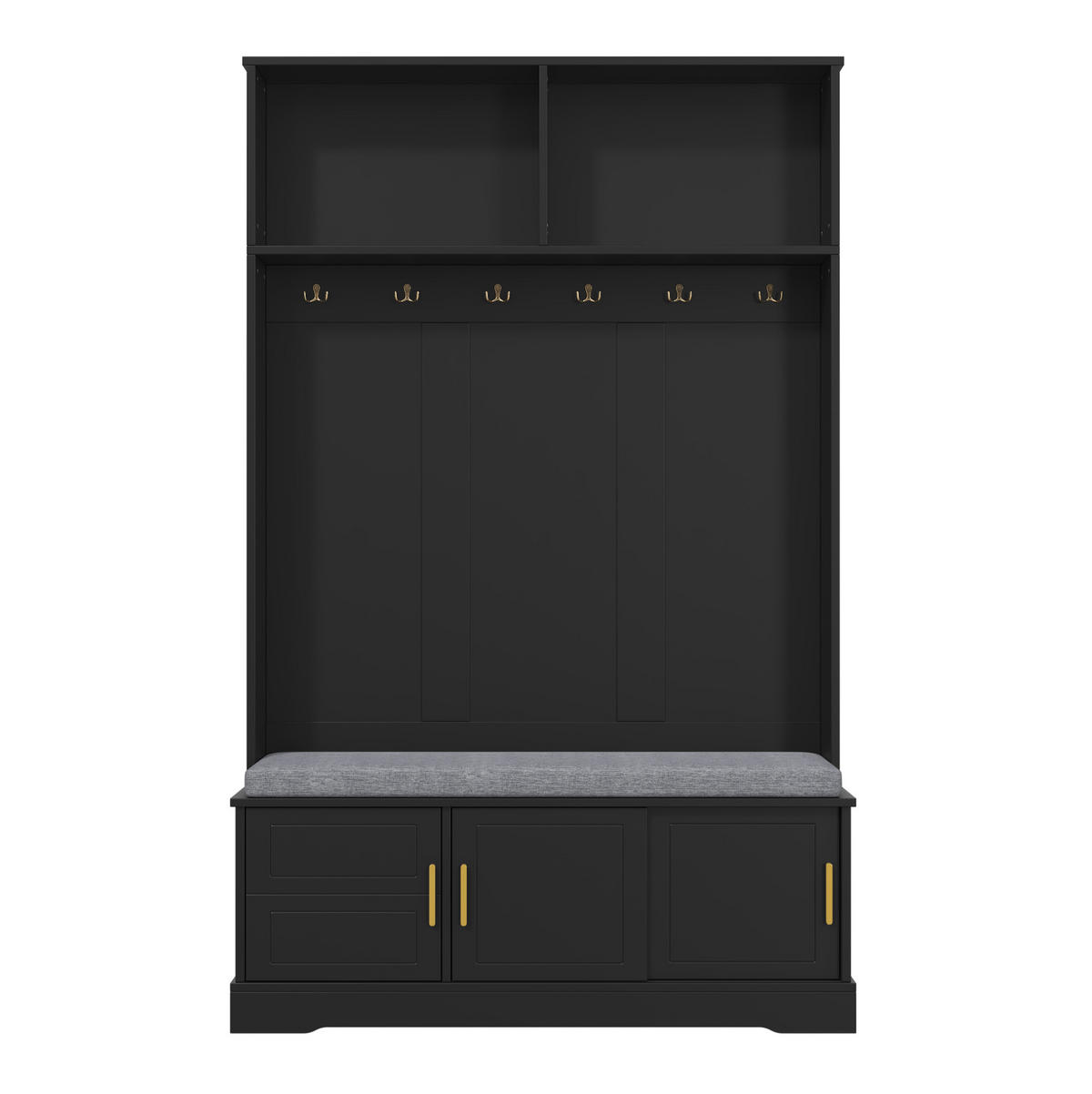 GARDEROBE mit Schuhbank 120 x 40 x 191 cm Schwarz - Schwarz, Holzwerkstoff (40/191/120cm) - Beauniv