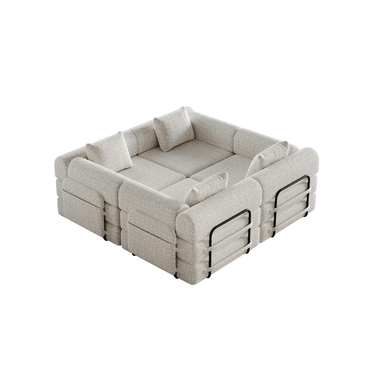SCHLAFSOFA 2-in-1 aus Chenille – klappbar mit Armlehnenfach in Khaki - Beige, Textil (91.4/69.8/183.8cm) - BEAOK