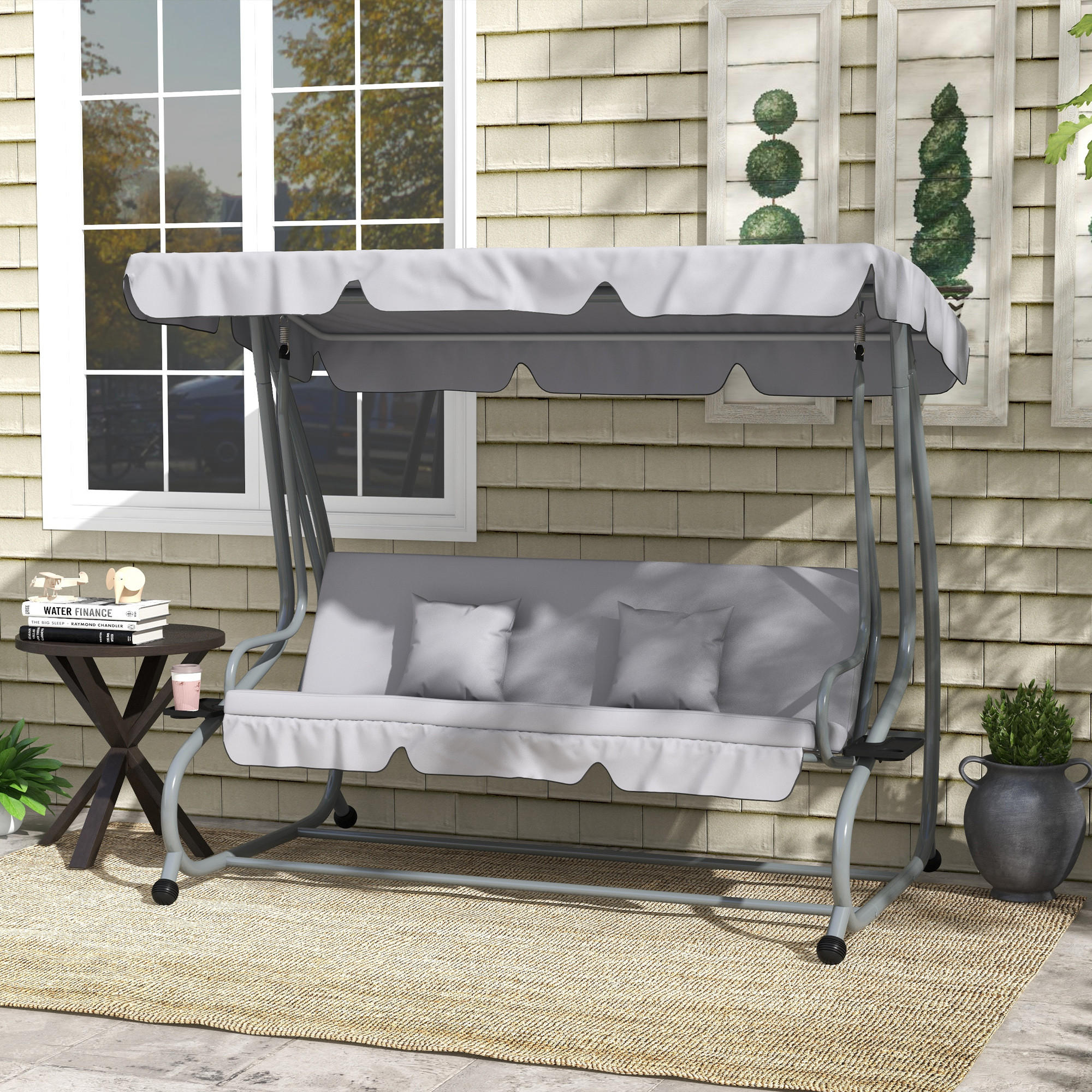 HOLLYWOODSCHAUKEL, Stahl, Grau, 200L x 120B x 164H cm - Grau, Metall (120/164/200cm) - Outsunny