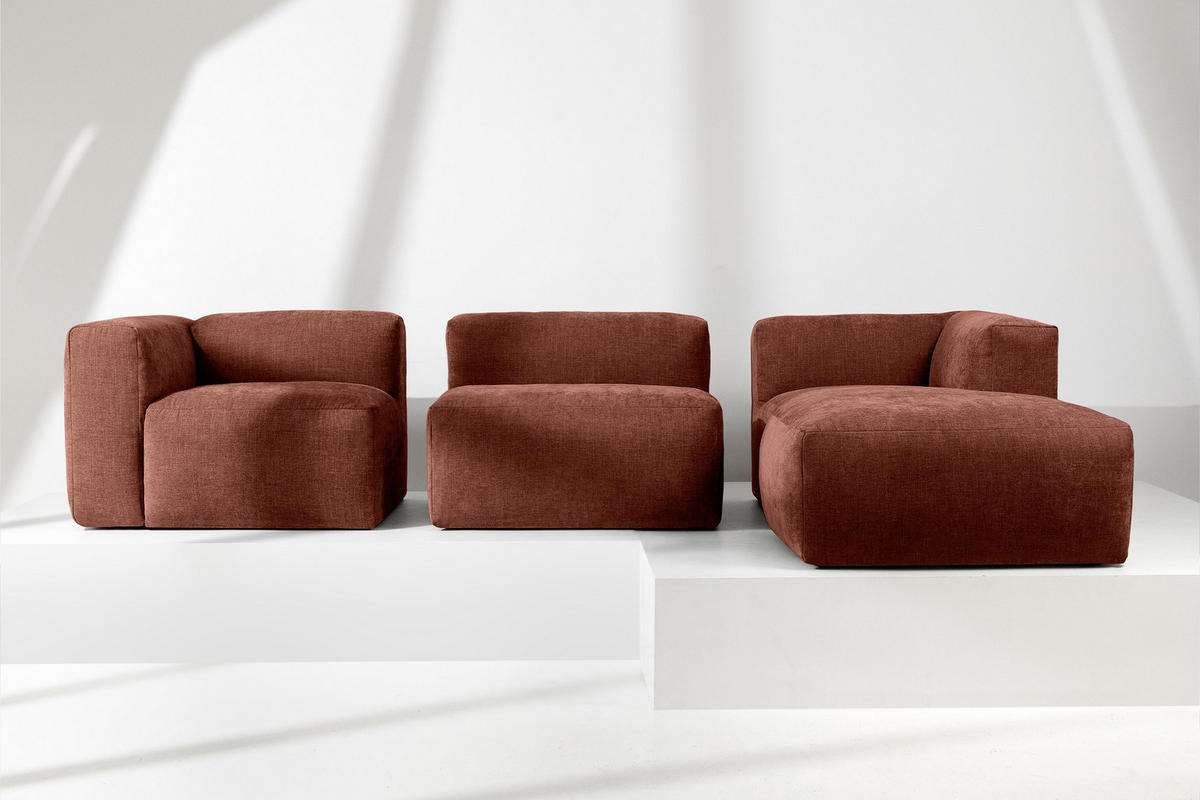 ECKMODULSOFA-RECHTS BUFFO mit extrem weicher und bequemer Sitzfläche, Gewebestoff, orange - Dunkelorange, Textil (297/180cm) - KONSIMO®