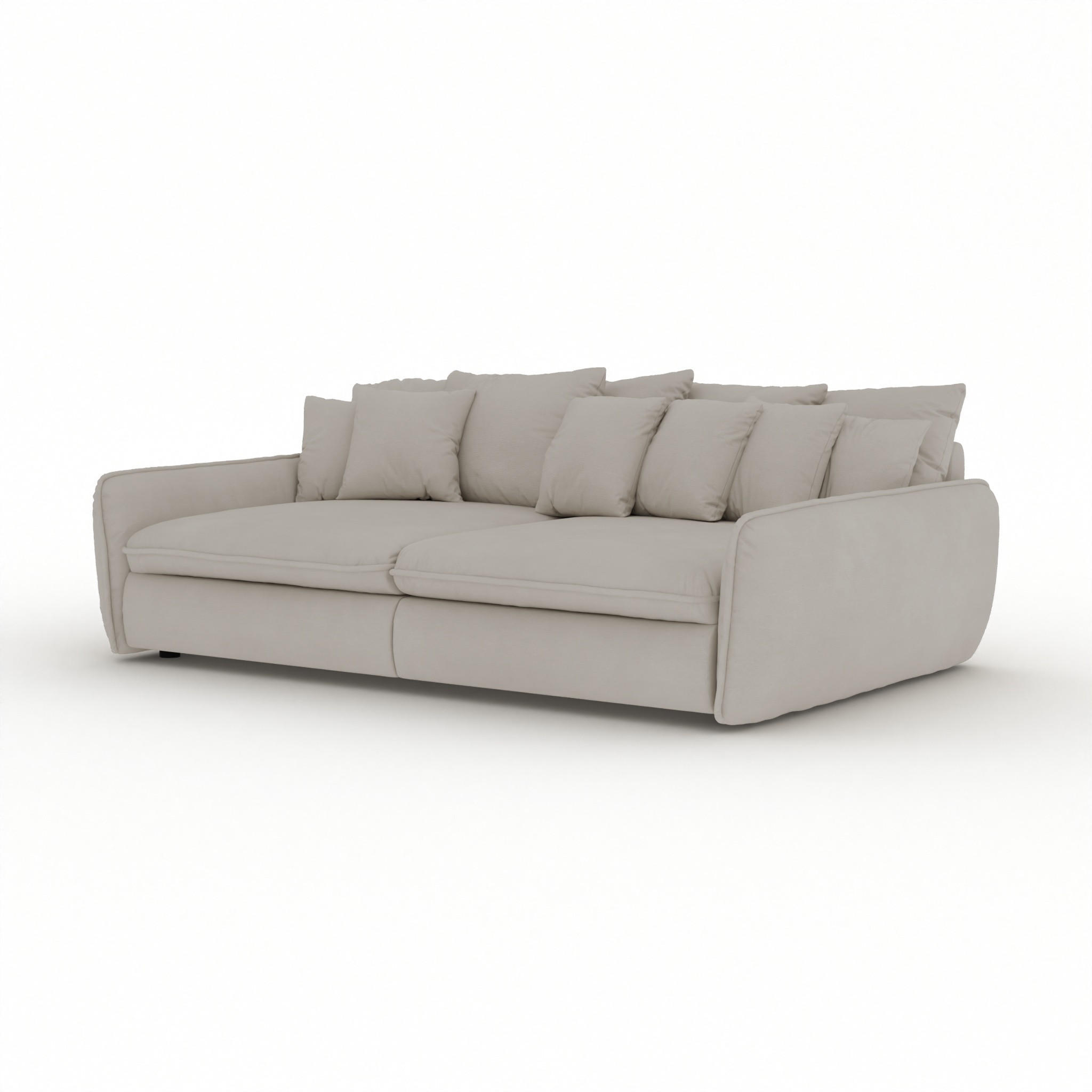 BIGSOFA Hereford Flachgewebe Beige inkl. 11 Kissen 234/131/61 cm - Naturfarben, Kunststoff/Textil (234/61/131cm) - foamnova