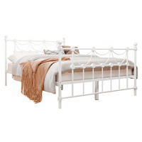 METALLBETT Takezi - Naturfarben/Weiß, Holz/Metall (120/200cm) - MIRJAN24