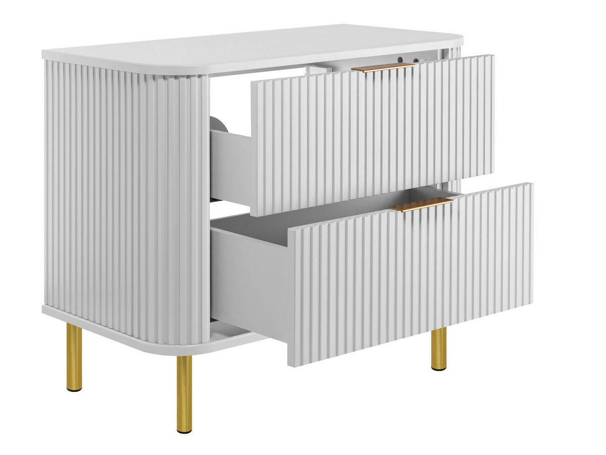 BADEZIMMERSCHRANK : Farbe Weiß, Griff gold, Füße gold, 80 x 41,5 x 66,7 cm - Goldfarben/Weiß, Holzwerkstoff (80/66.7/41.5cm) - 3XE LIVING