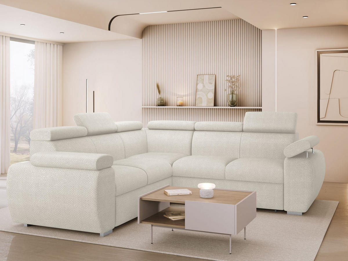 ECKSOFA Boston Maxi - Chromfarben/Creme, Holz/Textil (260/260cm) - MIRJAN24