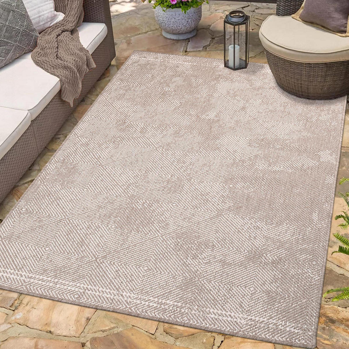 OUTDOOR-TEPPICH DuoRug 5845 Creme 160x230 cm - Beige, Textil (160/230cm) - carpet city