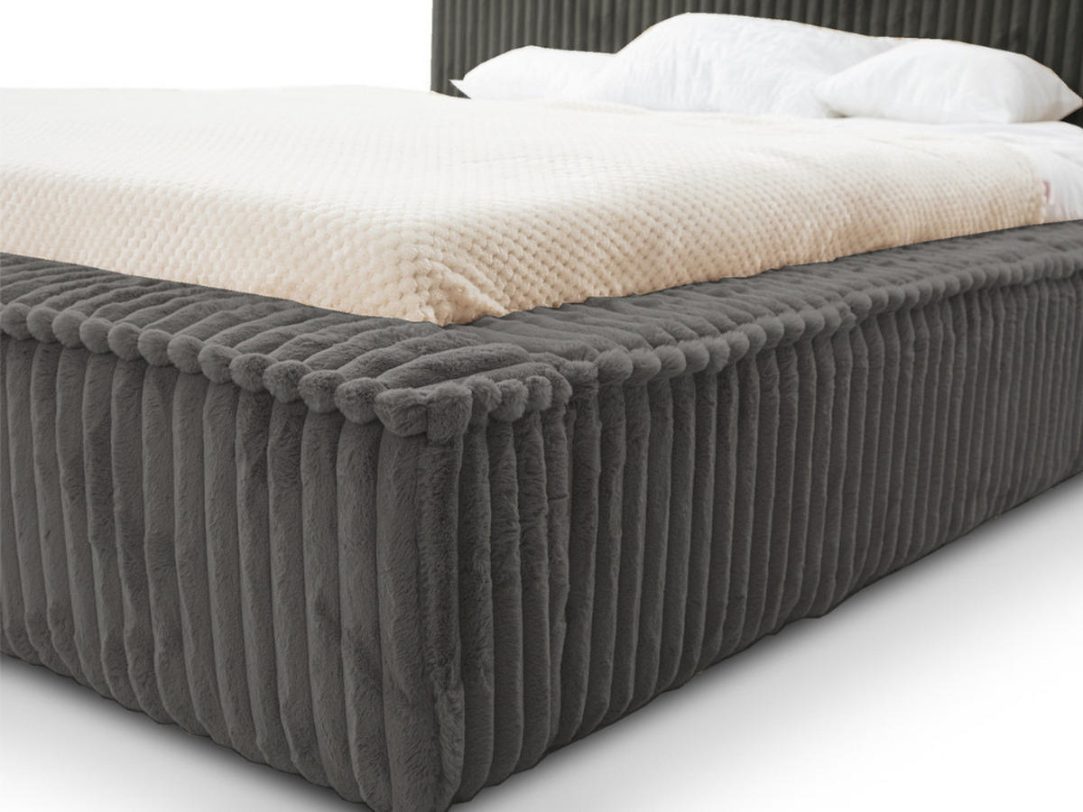 POLSTERBETT Lago 160x200 Dunkelgrau - Dunkelgrau, Textil (160/200cm) - Graingold