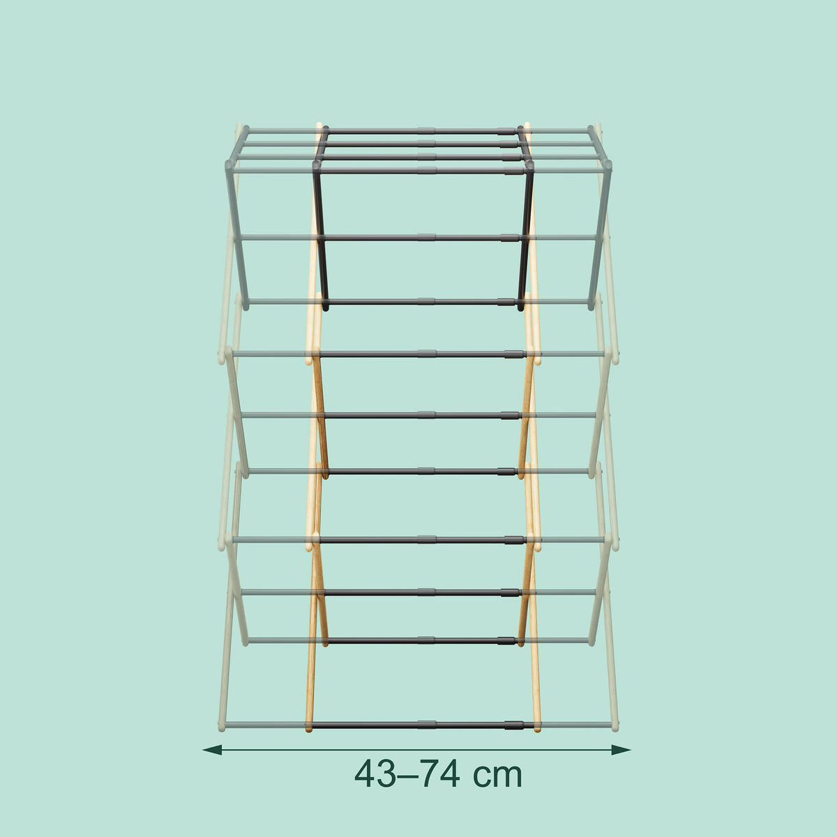 SUŠIAK na prádlo - viacfarebná, kov/drevo (74/107/37cm) - Relaxdays