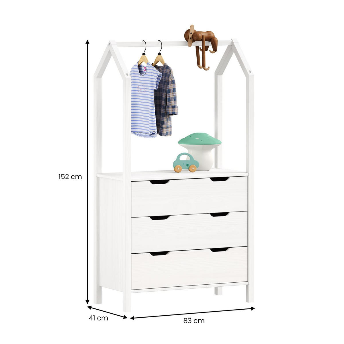 KOMMODE AMIRA weiß - Weiß, Holz (83/152/41cm) - IDIMEX