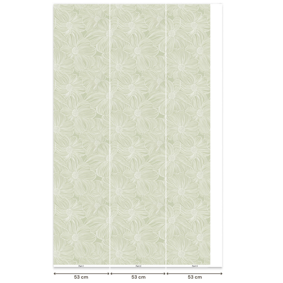 TAPETE - Gelassenheit - Blumen - Grün - 160x260 cm - Salbeigrün, Papier (160/260cm) - OnlyWow
