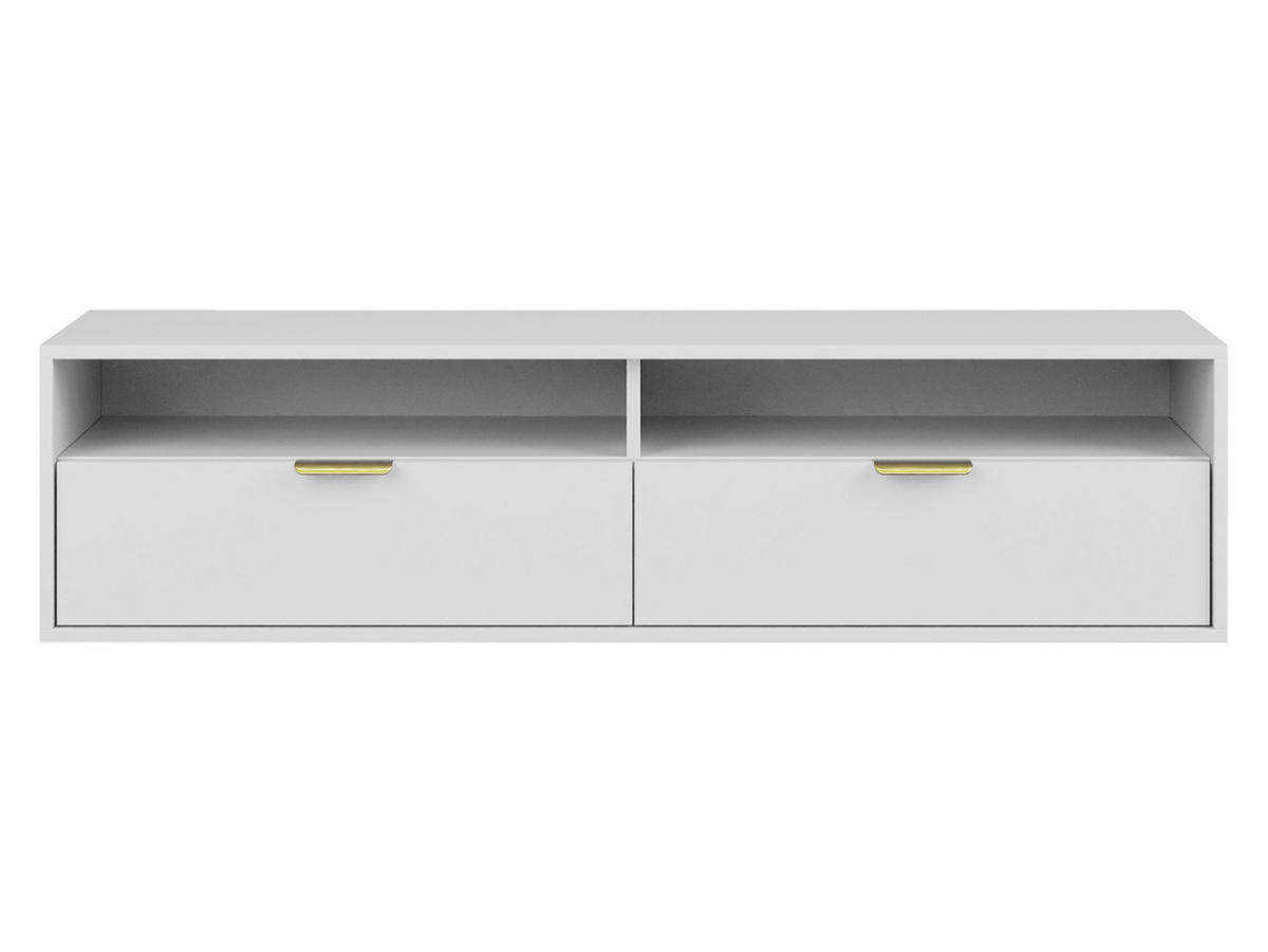 TV-LOWBOARD Queen 140 - Goldfarben/Weiß, Holzwerkstoff/Metall (140/35/33cm) - MIRJAN24