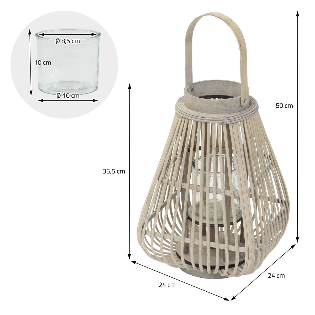 BAMBUSOVÁ LAMPION V: 50 cm, dřevěná barva, styl boho - přírodní, dřevo (24/50/24cm) - ECD-Germany