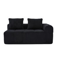 DVOUMÍSTNÁ pohovka 158/93/61 cm černá z manšestru s bočními kapsami a držáky na nápoje - černá, textil (93/61/158cm) - OKWISH