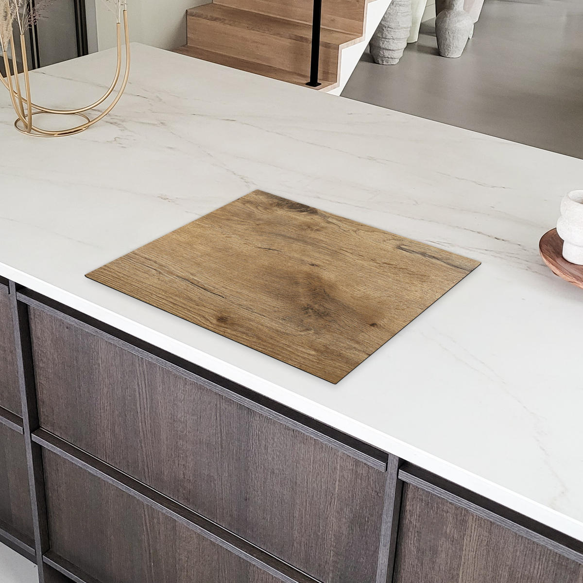 HERDABDECKPLATTE Holz - Braun - Holzoptik 65x52 cm - Eichefarben, Kunststoff (65/0.2/52cm) - MuchoWow