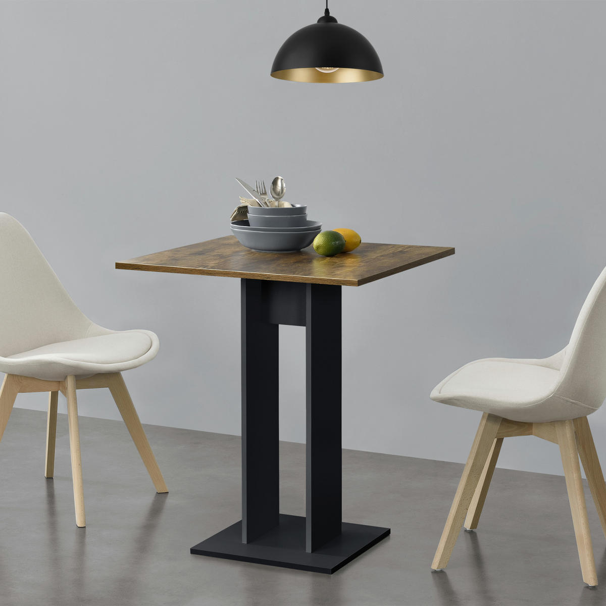 KÜCHENTISCH Lindesnes - Walnussfarben/Schwarz, Holzwerkstoff (65/65/78cm) - [en.casa]