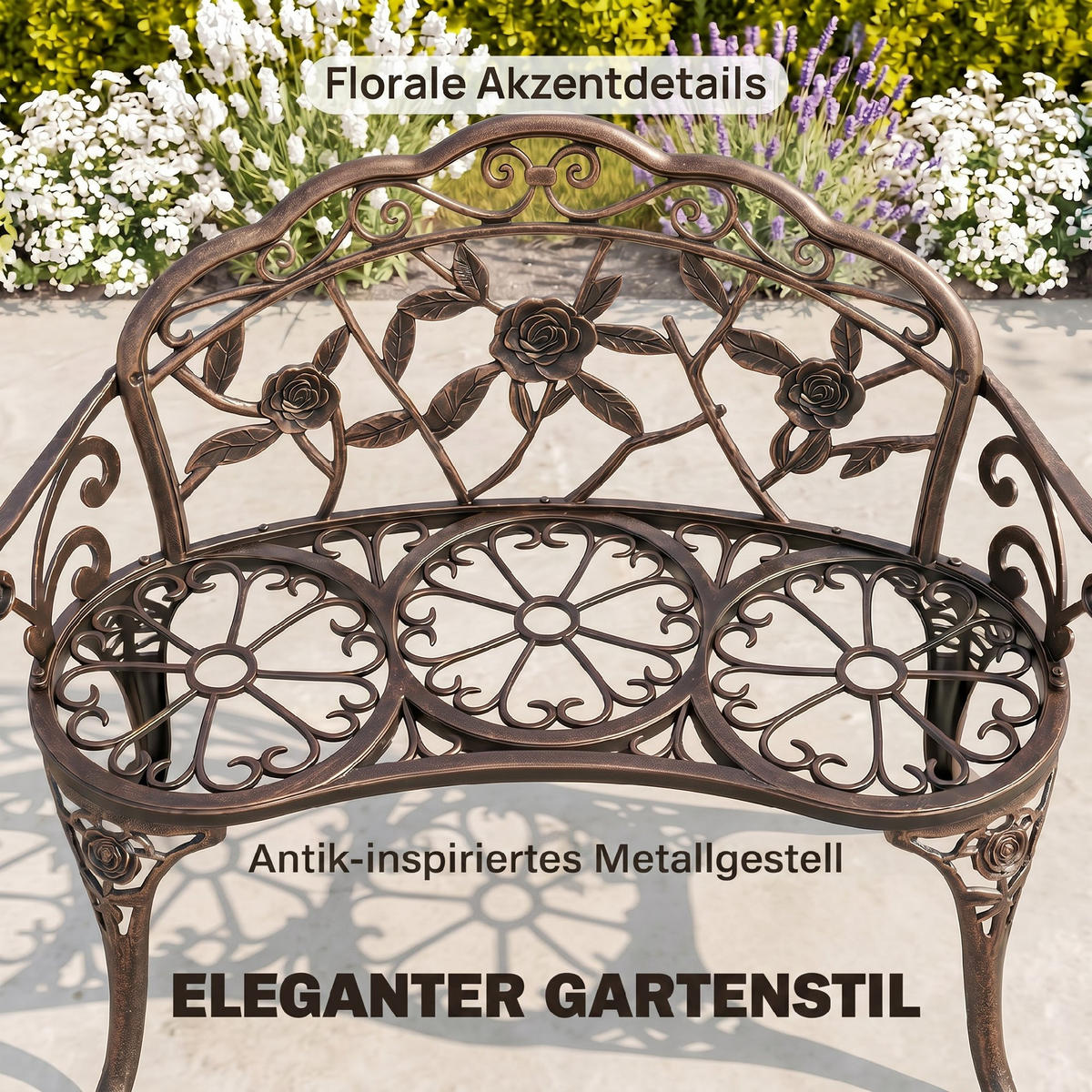 GARTENBANK Gussaluminium Gusseisen Bronze - Bronzefarben, Metall (54/78/100cm) - Outsunny