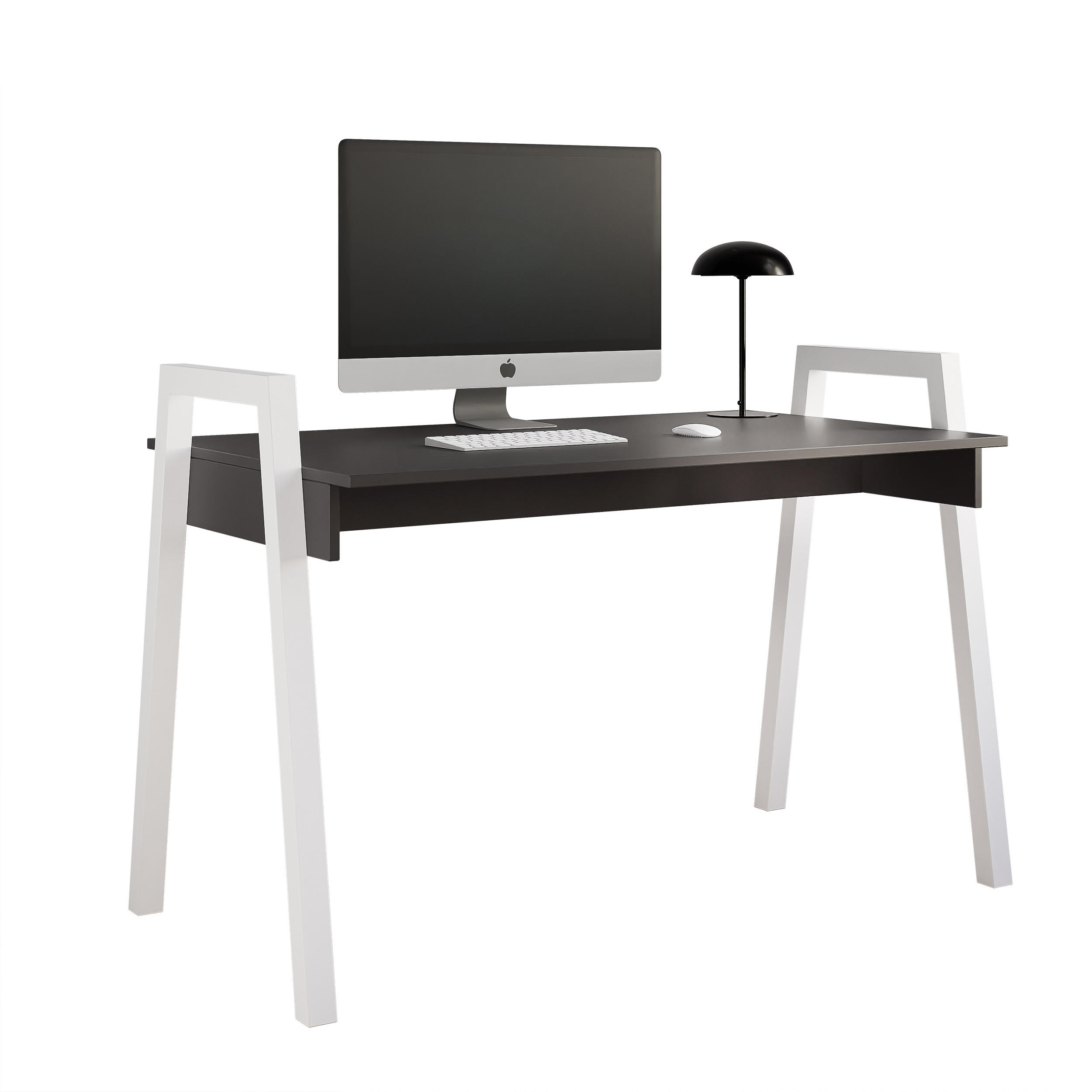 SCHREIBTISCH NOVO 120/68/82 cm, Weiß / Schwarz - Schwarz/Weiß, Holzwerkstoff/Metall (68/120/82cm) - Idohome