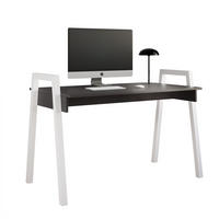 SCHREIBTISCH NOVO 120/68/82 cm, Weiß / Schwarz - Schwarz/Weiß, Holzwerkstoff/Metall (68/120/82cm) - Idohome