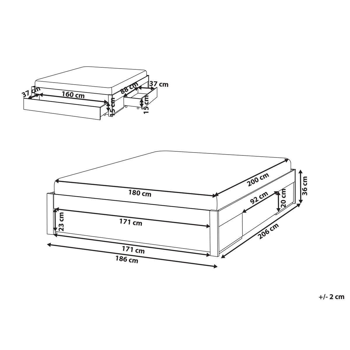 BETT 180/200 cm Dunkelbraun Giat - Dunkelbraun/Weiß, Holz (180/200cm) - Beliani