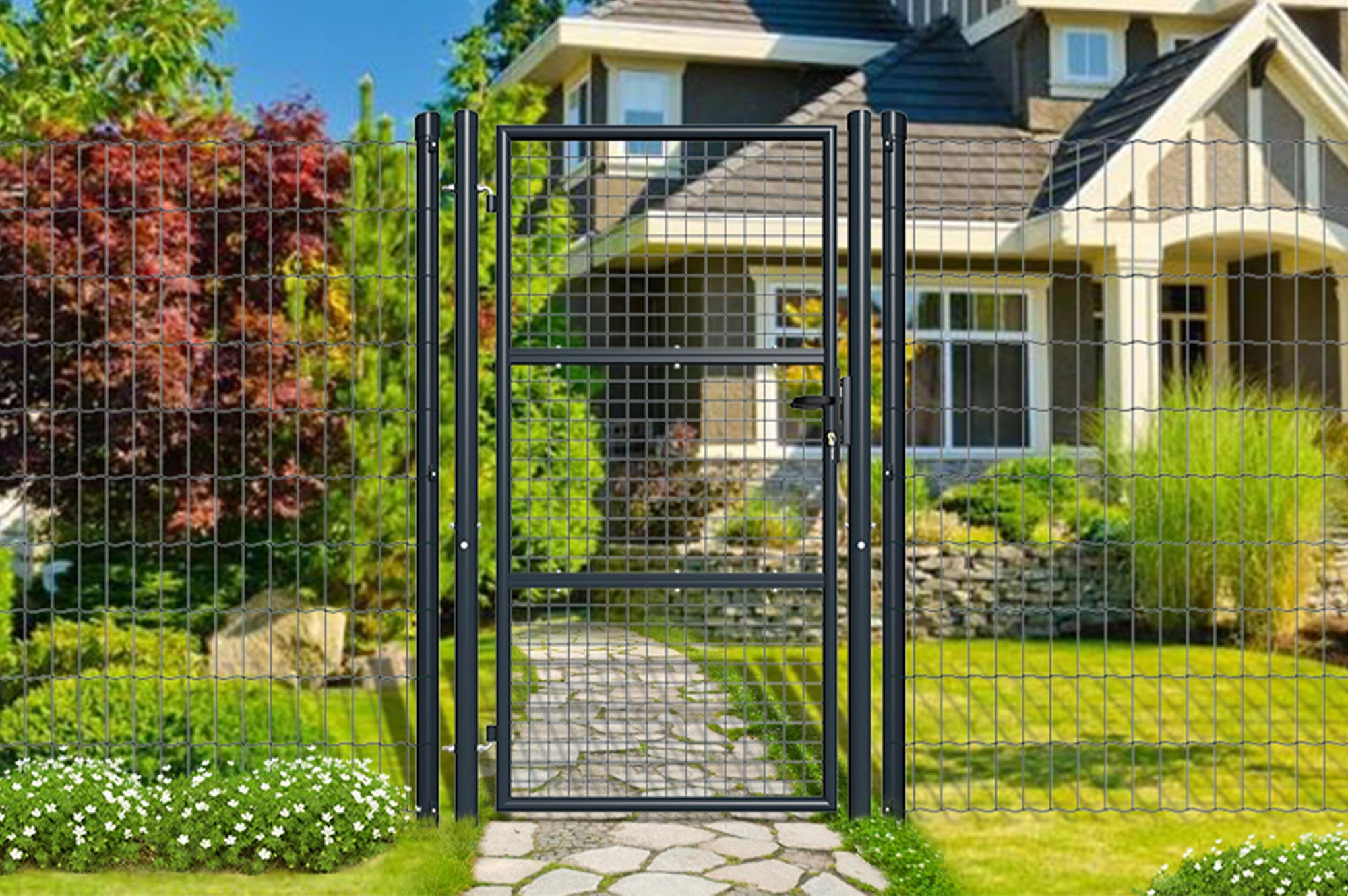 ZAUNTOR Olga grau 1m H.180cm Metall - Grau, Metall (106/181cm) - Casanoov