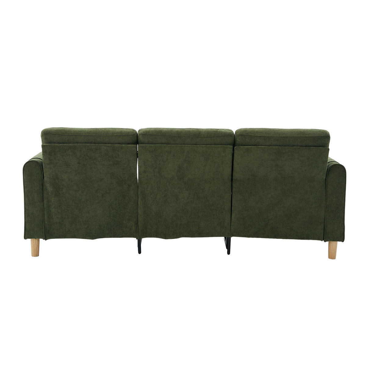 SOFA 201/77/86 cm, 3-sitzig, aus Chenille mit Stauraumhocker - Grün, Textil (77/86/201cm) - Flora Grace