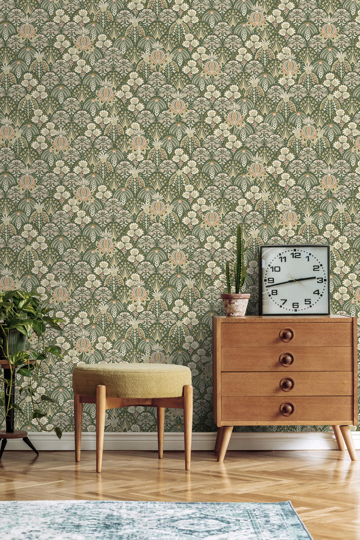TAPETE Blumenmuster im Jugendstil 50 x 900 cm - Grün, Papier (50/900cm) - ESTAhome