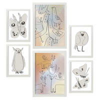 POSTER Set Mit 6 Flügel Der Liebe 2 In Tiere Zusammenfassungen A3 & A4 Weißer Rahmen - Weiß, Papier (29/3cm) - Nacnic