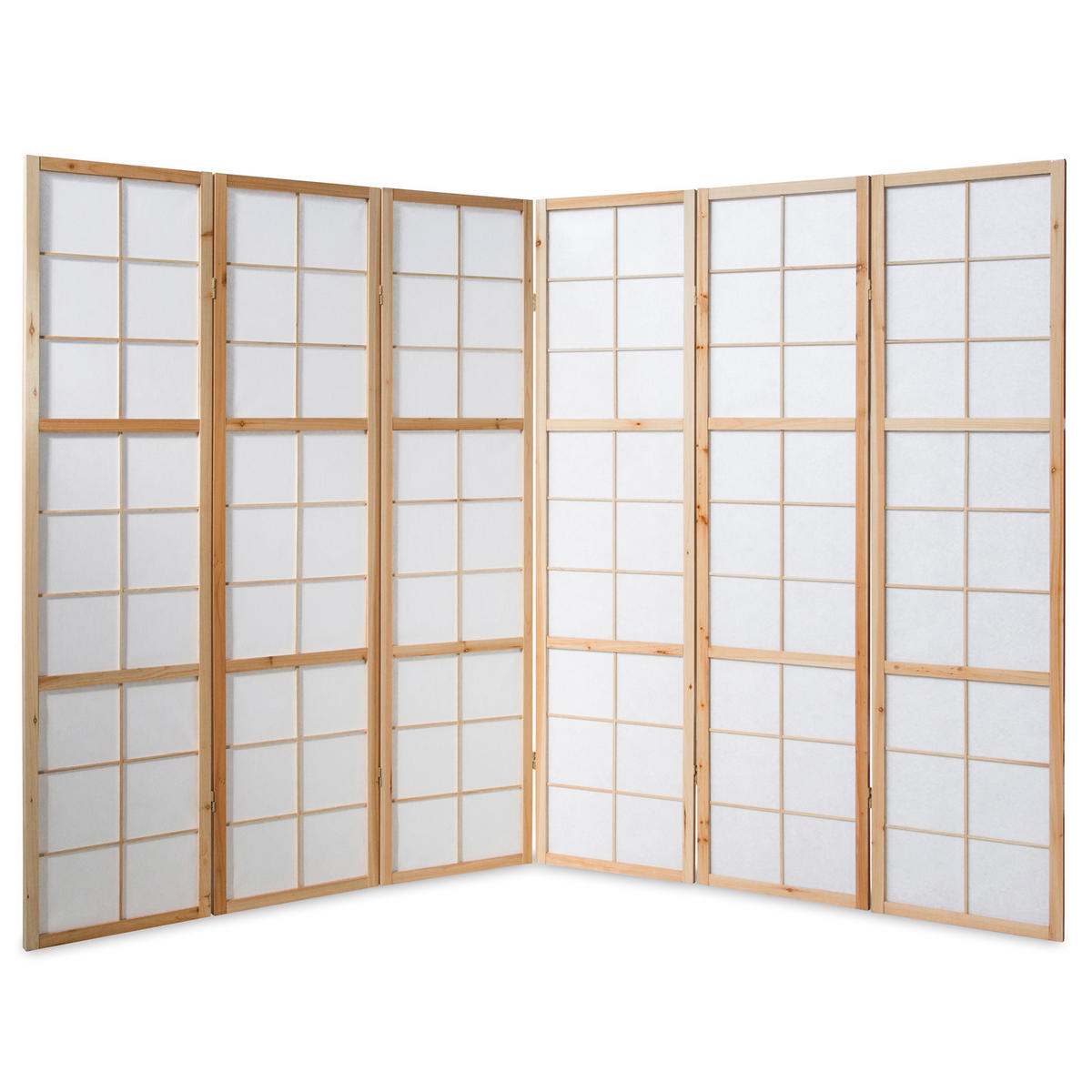 PARAVENT 6-tlg. 264/175 cm Braun Shoji - Braun, Holz (264/175/2cm) - Homestyle4u