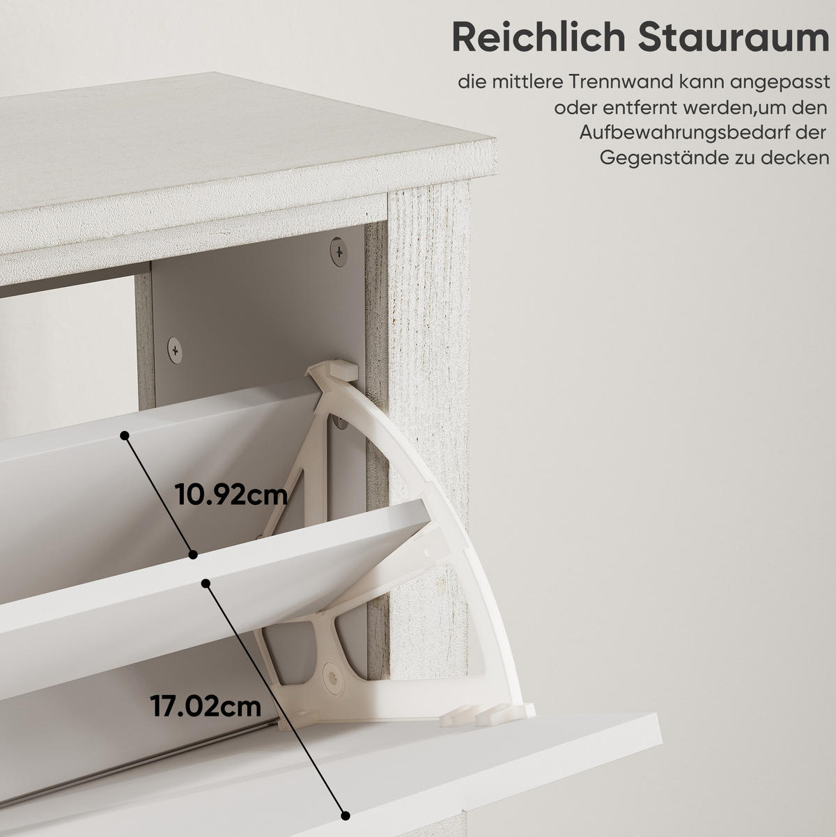 SCHUHSCHRANK 80 cm mit 2 Klappen, verstellbaren Fächern und Kippschutz aus MDF, Retro-Weiß - Weiß, Holzwerkstoff (80/97.5/24cm) - Redom