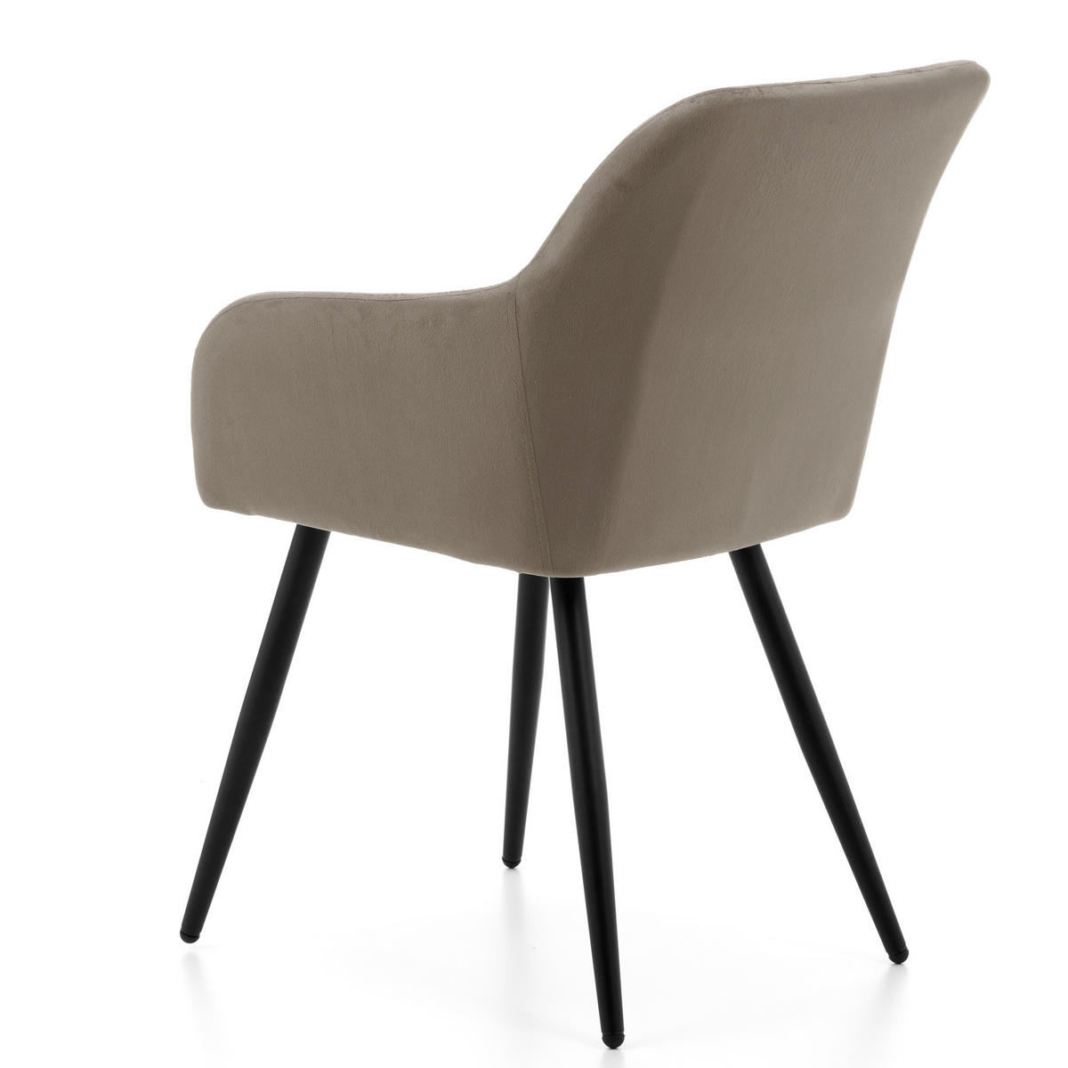 STUHL TODI gepolstert mit Steppung - dunkelbeige - Samt Velours - Beige/Schwarz, Textil/Metall (56/85/62cm) - NEW HOME