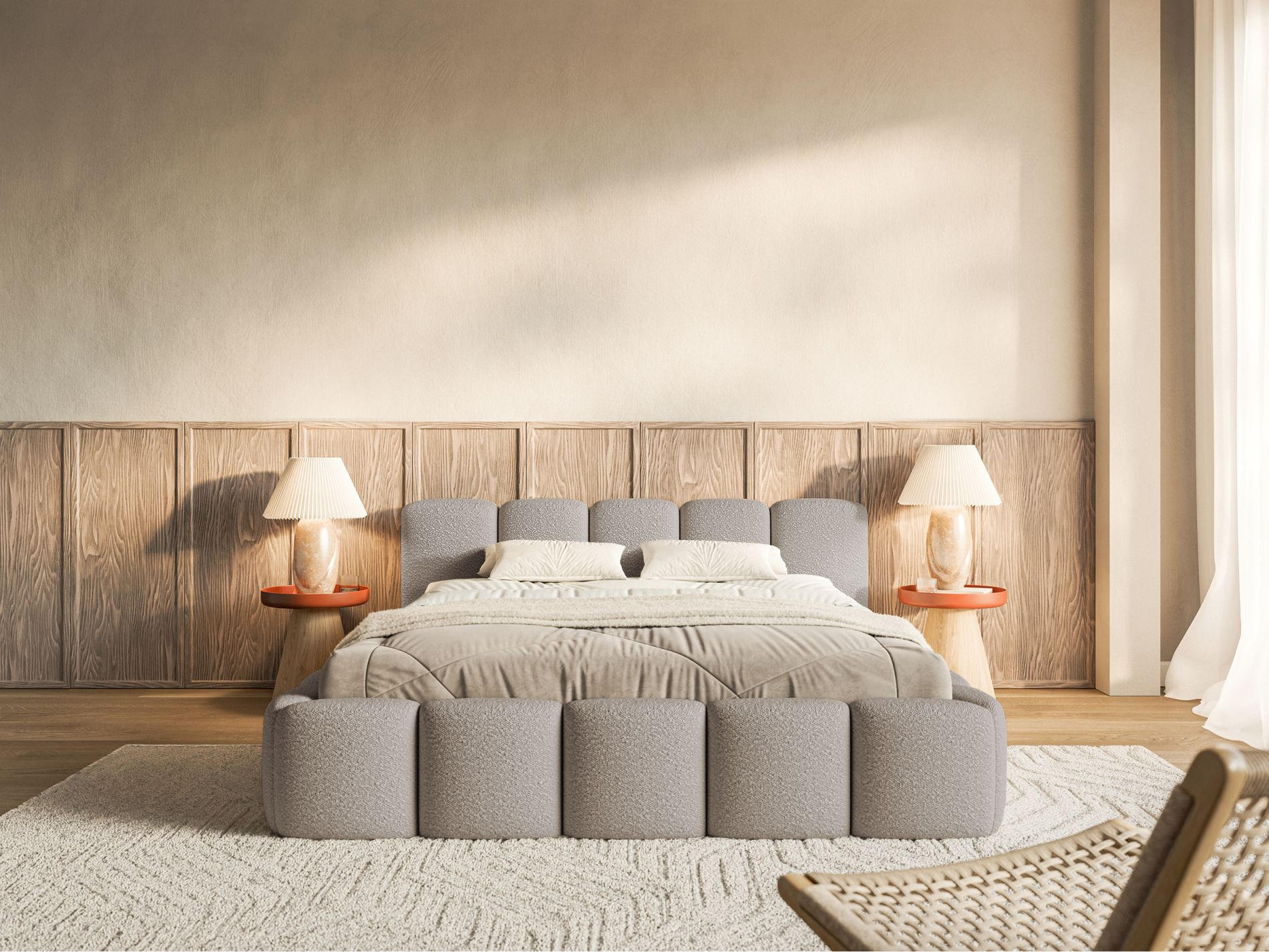 POLSTERBETT Cloudy Low Hellgrau Bouclébezug 180x200 - Hellgrau, Textil (180/200cm) - Selsey
