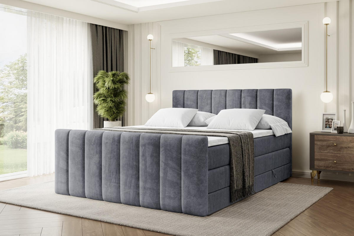 BOXSPRINGBETT OTTA-Z KING - 160x200 - H3/H4 - Dunkelgrau - Dunkelgrau, Holzwerkstoff (160/200cm) - ALTDECOR