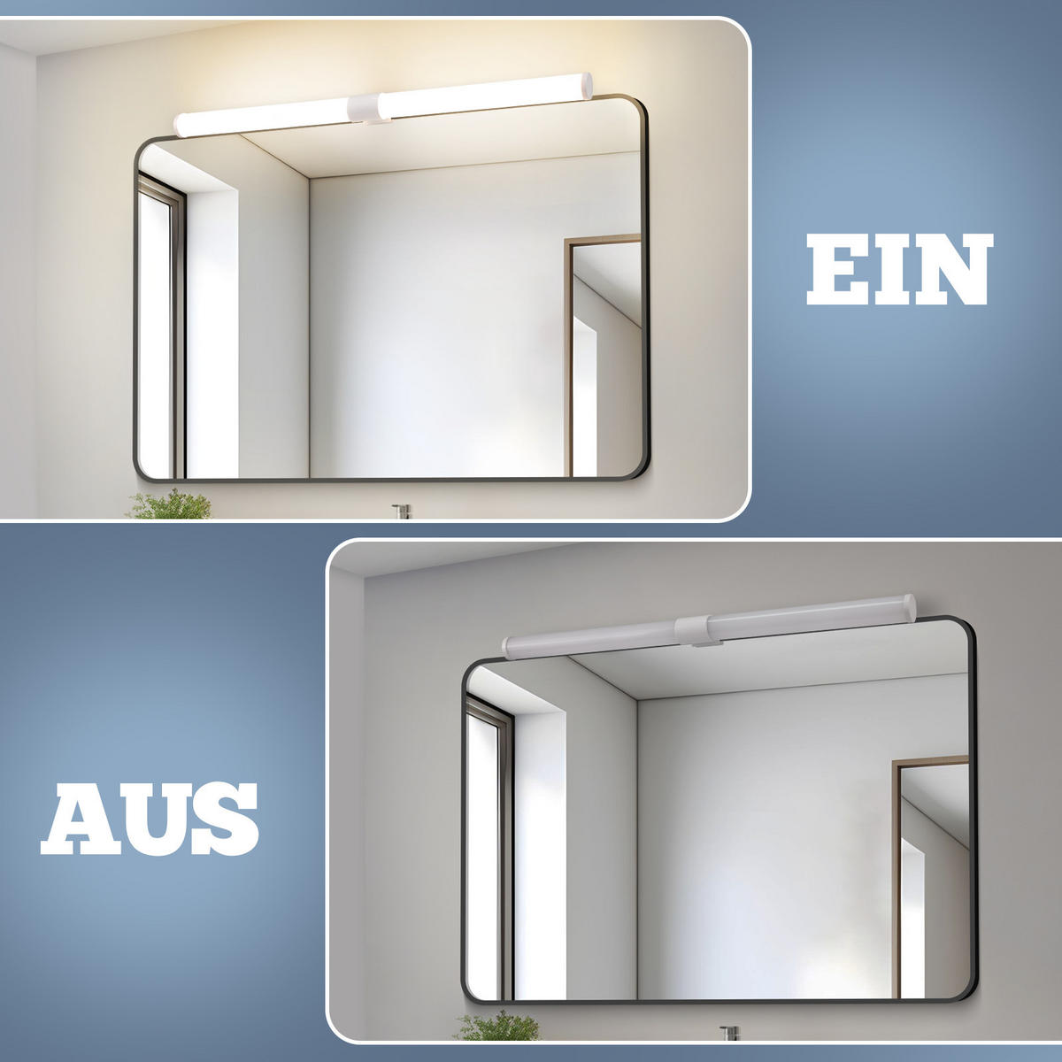 SPIEGELLEUCHTE Nyrvixk 5.2/3.2/60 cm - Weiß, Kunststoff (60/5.2/3.2cm) - ZMH