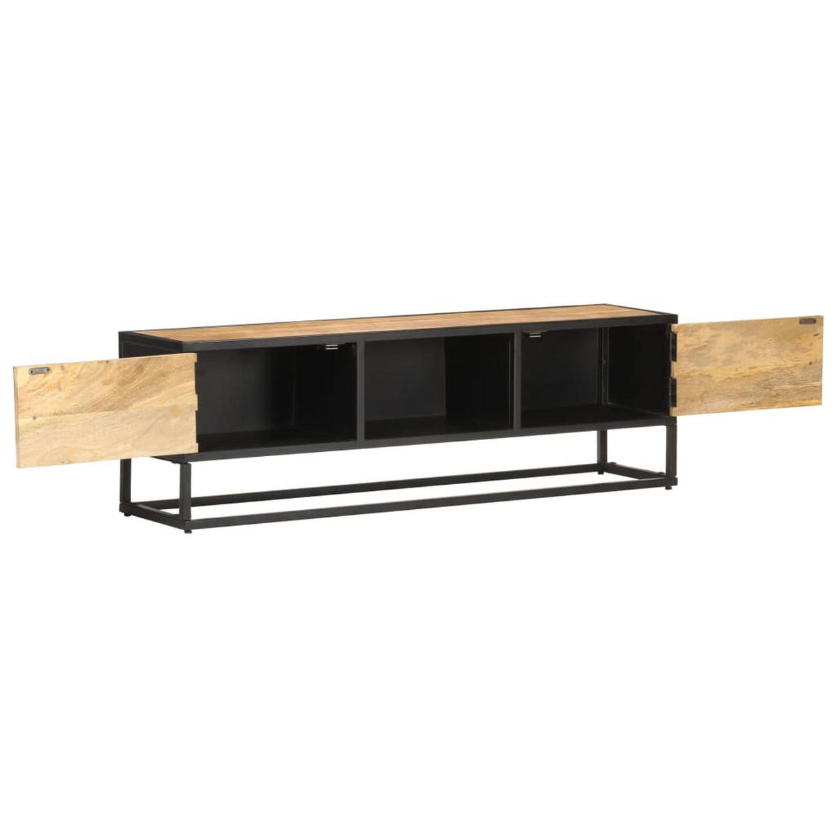 TV-SCHRANK Mit Geschnitzter Tür 130/30/40 Cm Raues Mangoholz - Braun, Holz (130/40/30cm) - vidaXL