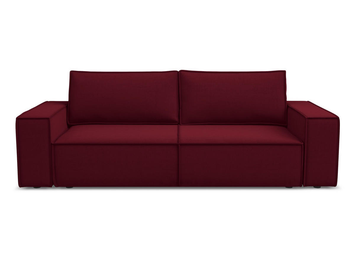 3-SITZER SOFA mit Schlaffunktion Samt Stoff Rot - Bordeaux/Rot, Kunststoff/Textil (255/85/105cm) - Makamii